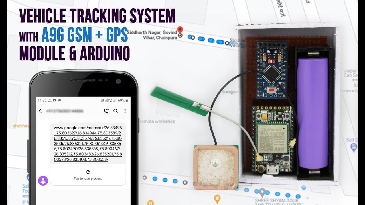 Система слежения за транспортными средствами на основе SMS с модулем A9G GSM+GPS и Arduino