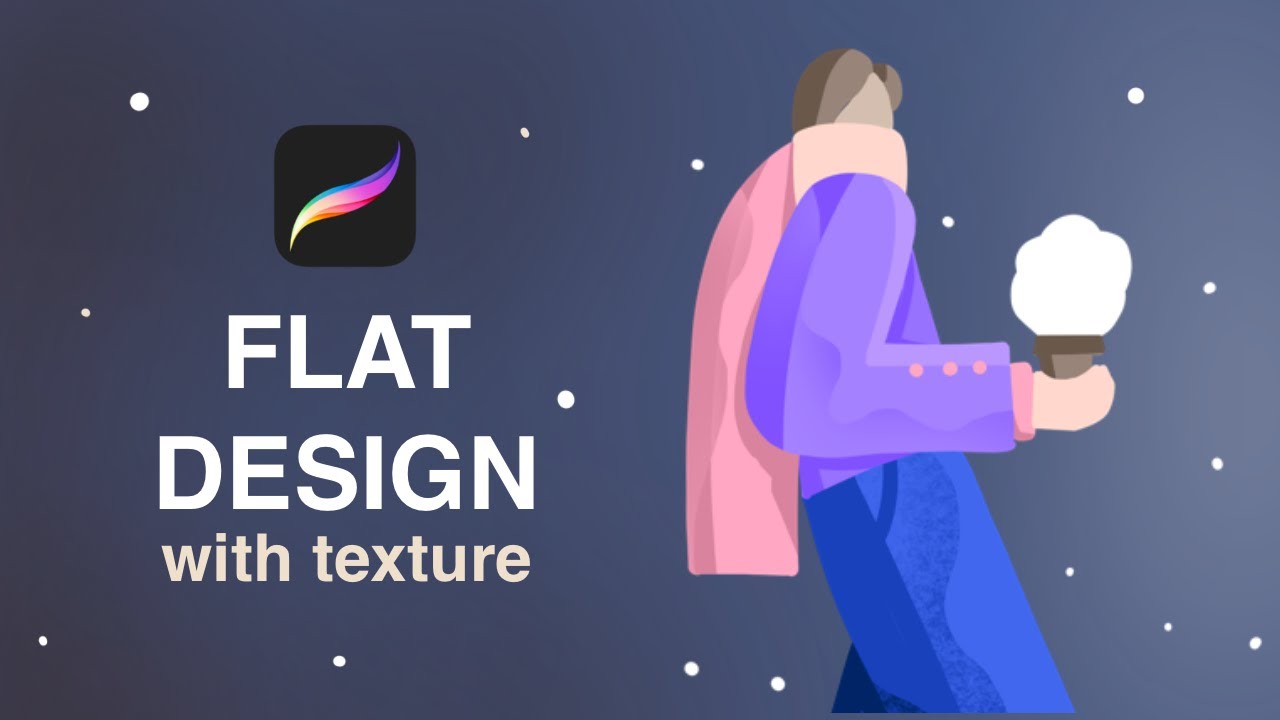 Flat Character Design -  Procreate Tutorial - Illustration and Animation with Texture for Beginner