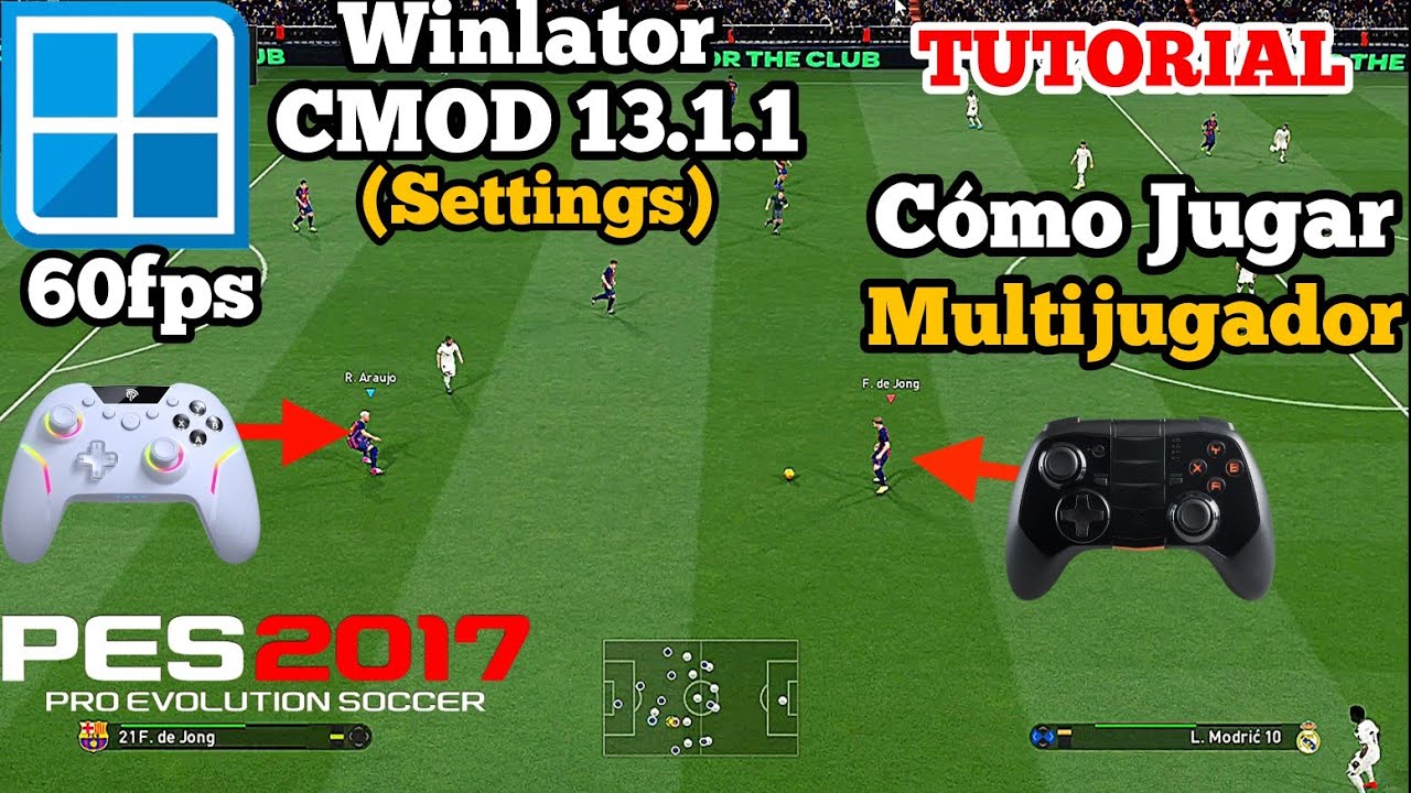 PES 17 Multijugador Winlator ANDROID Gameplay Emulador PC Mobile Cómo Conectar 2 Mandos o Controles 