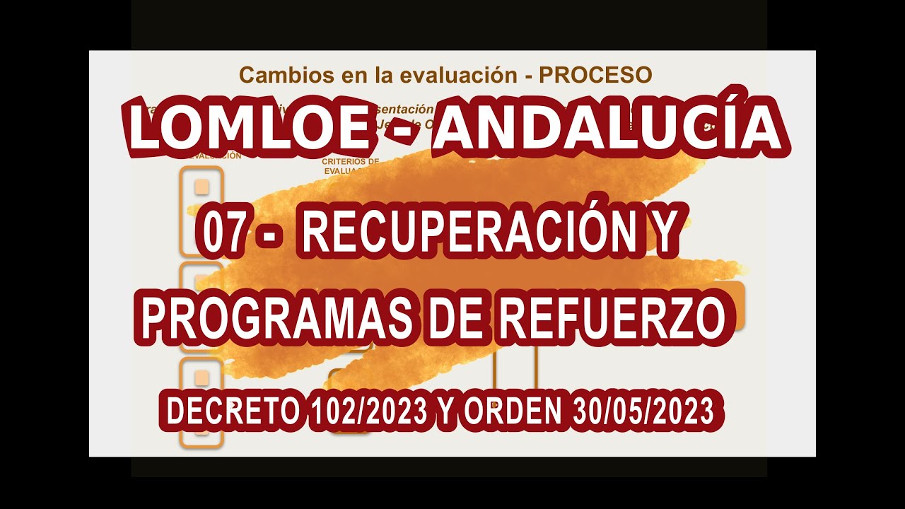 07 RECUPERACIÓN Y PROGRAMAS DE REFUERZO - CALIFICACIÓN LOMLOE Andalucía - ORDEN 30 MAYO 2023