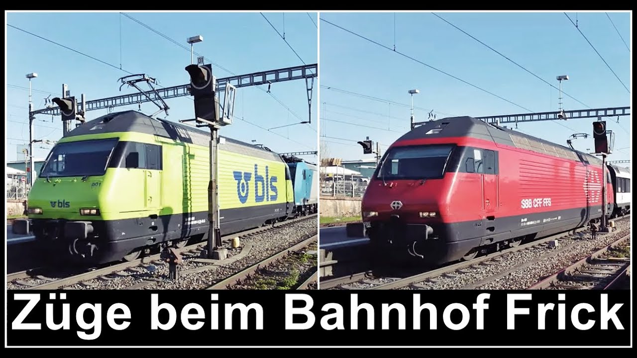 Personen und Güterzüge beim Bahnhof Frick, Kanton Aargau, Schweiz 2023