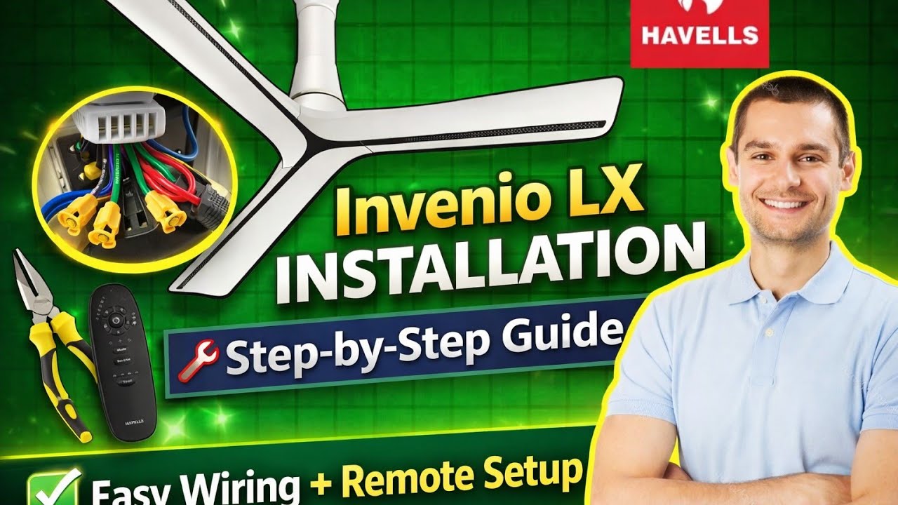 Havells Invenio LX Fan Installation in Hindi | Remote & Wiring Full Process