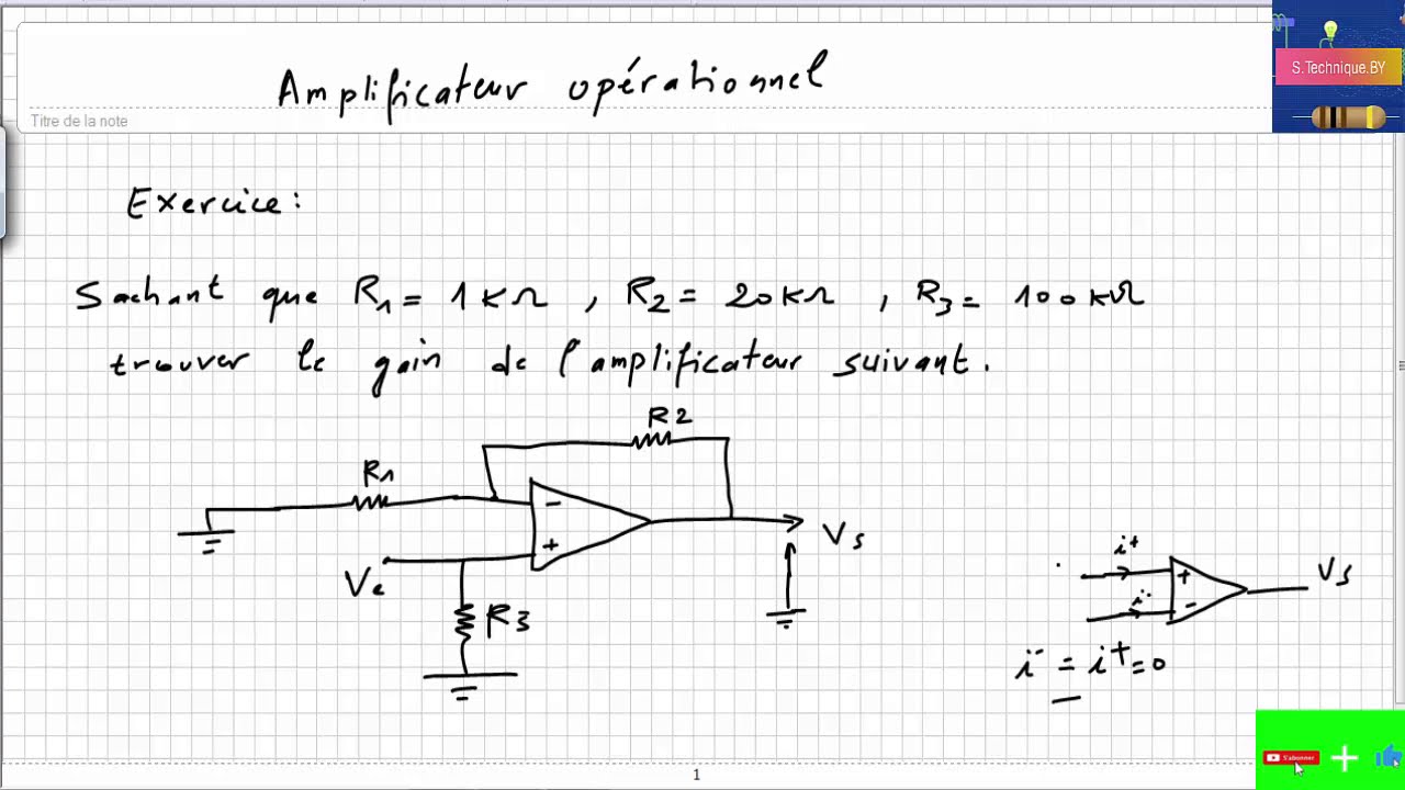 amplificateur opérationnel exercice corrigé 1