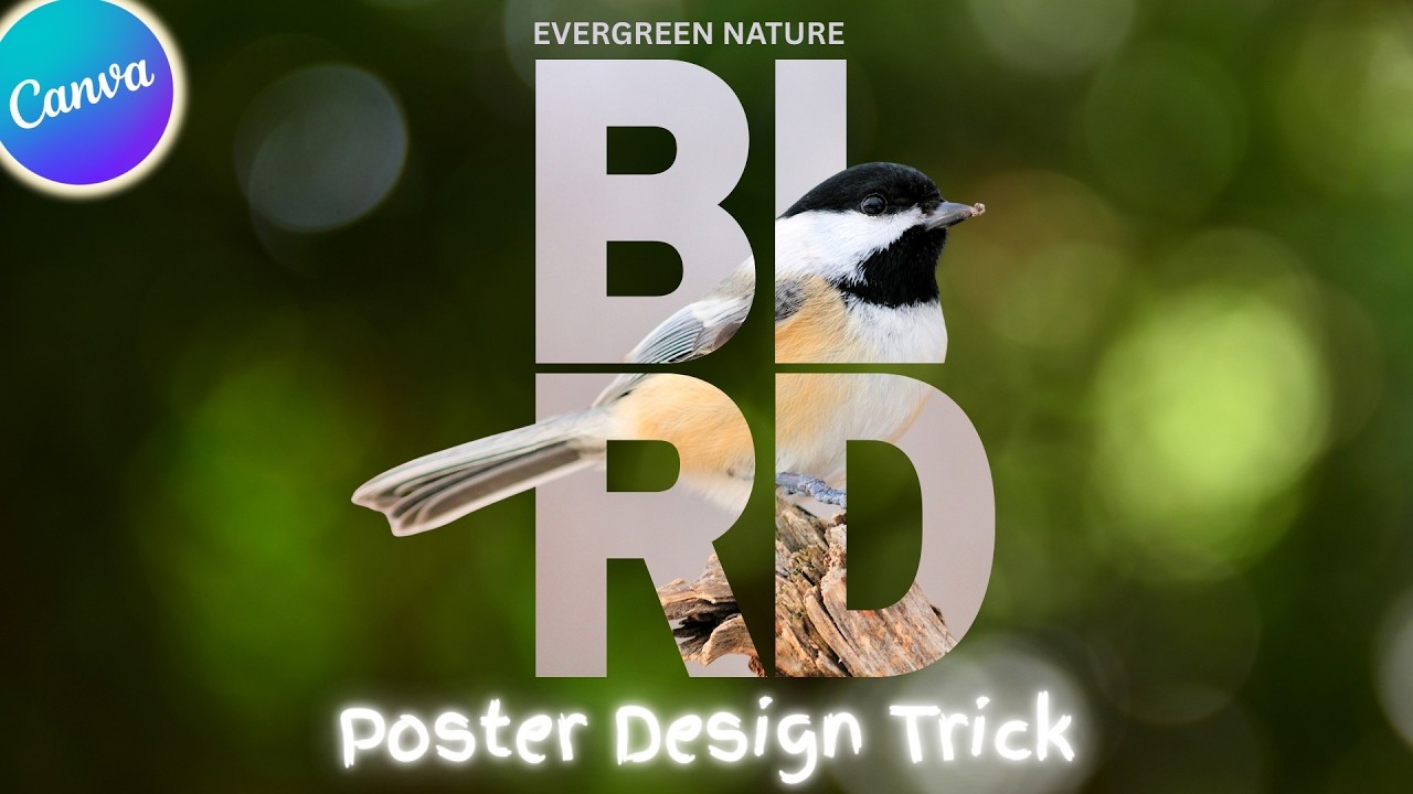 How to Create Text Mask Effect in Canva | Bird Typography Poster Design