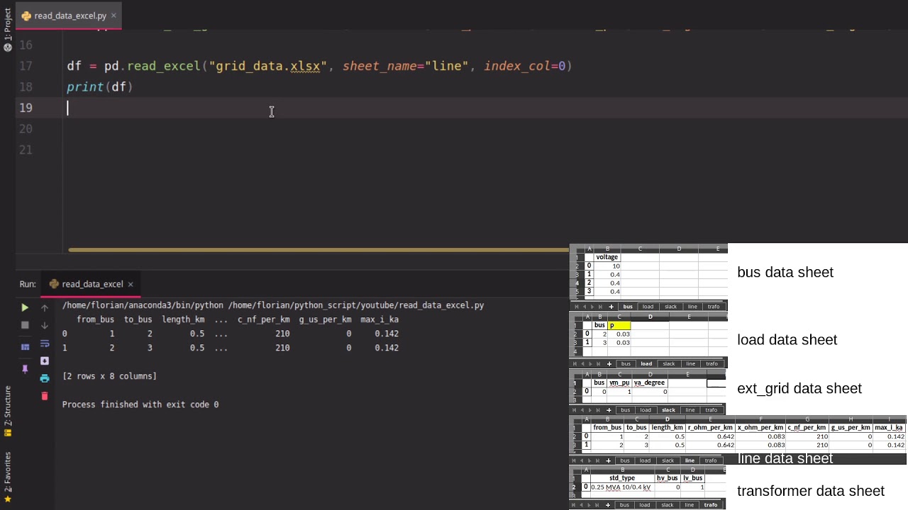 pandapower - read data from excel sheets