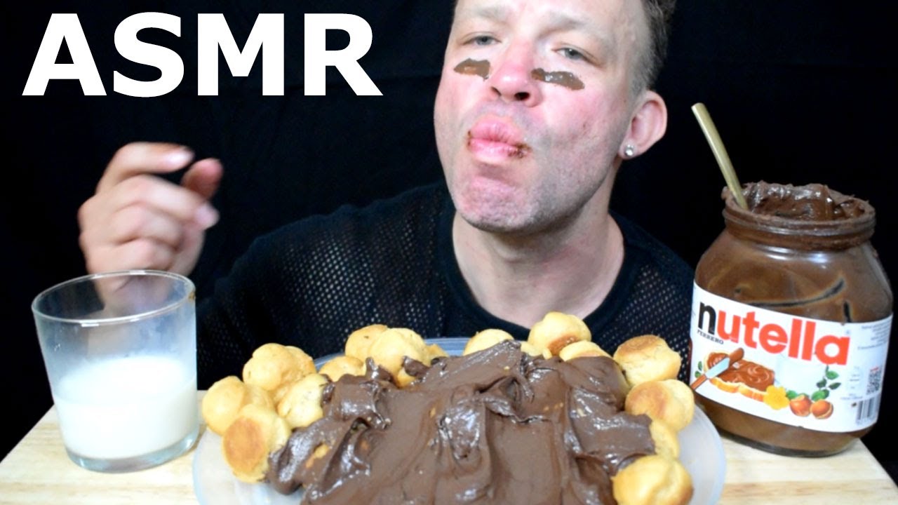 NUTELLA SOU PROFITEROLE ASMR MUKBANG CREAM PUFFS CHOCOLATE DESERT SAVAGE EATING SHOW NO TALKING