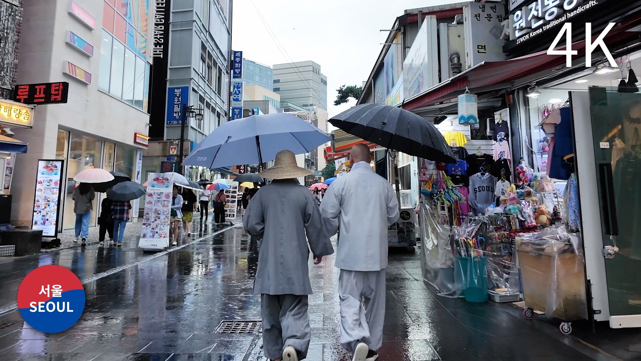 Rainy day walk 4K, Seoul City Hall - Cheonggyecheon - Jongno - Insadong