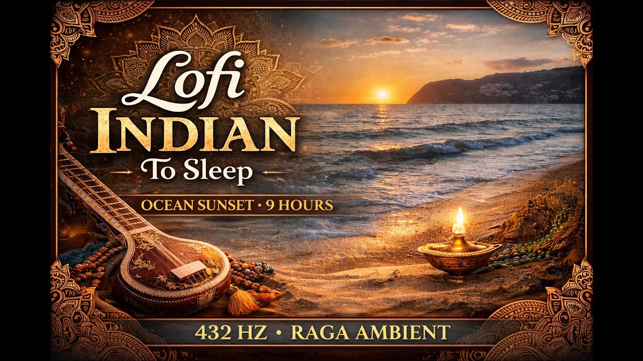 Lofi Indian to Sleep 🌙 8 Hours • Ocean Sound • Ambient Music • Calm & Sleep Background