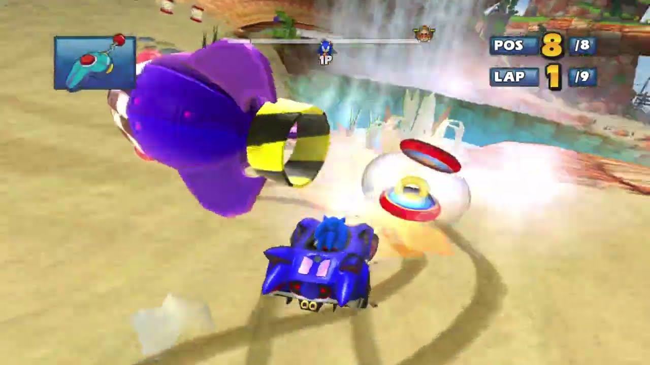 Sonic & SEGA All-Stars Racing Whale Lagoon 9 lap speedrun 6:31.359