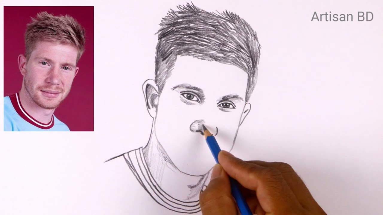 How to Draw Realistic face Kevin De Bruyne from Manchester City, #keviwdebruyne