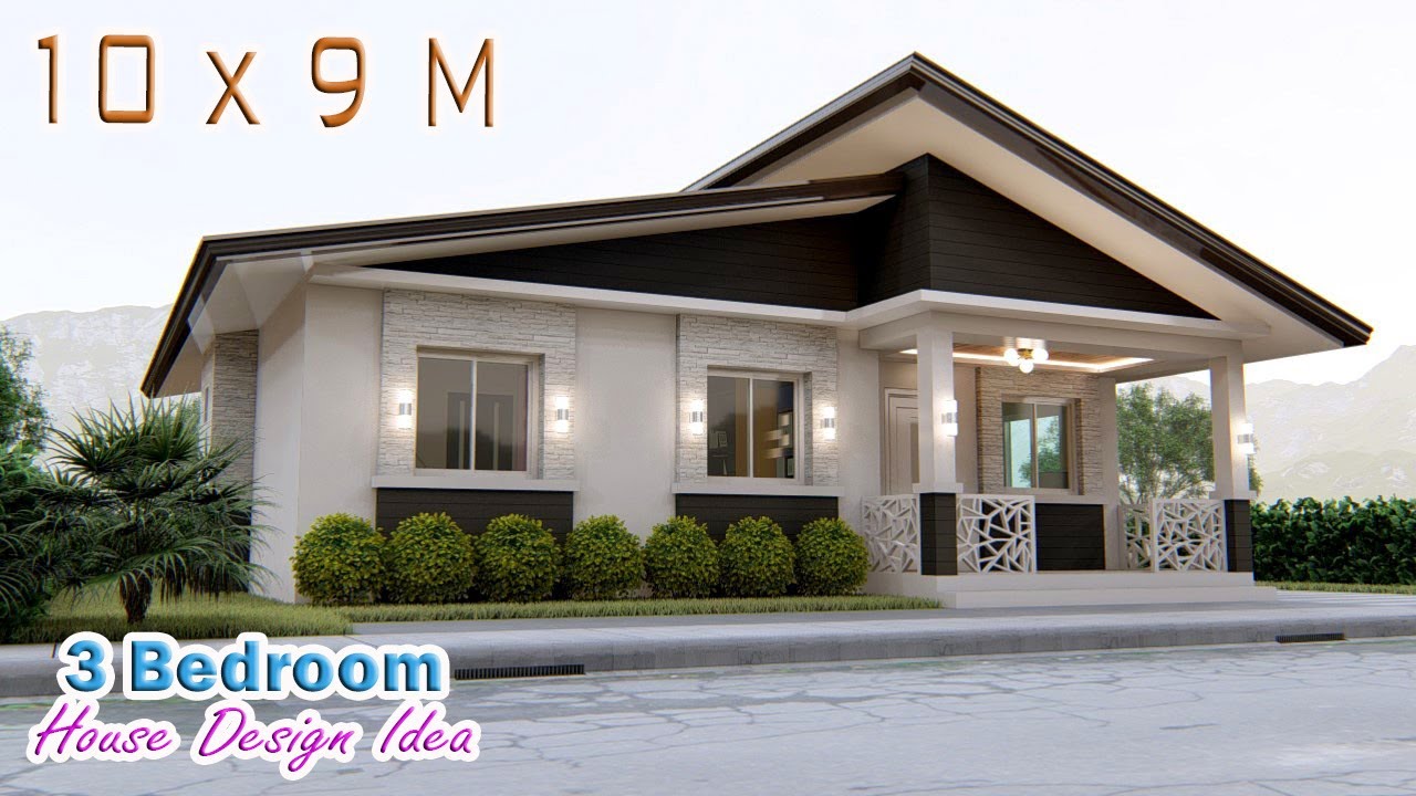 HOUSE DESIGN IDEA | 10 X 9 Meters | 3 bedroom Pinoy House