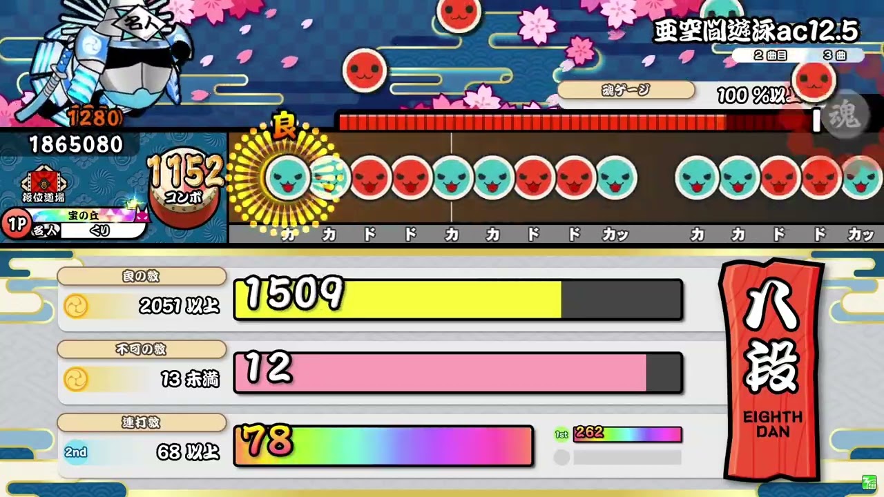 太鼓の達人 ニジイロver. 段位道場2024 八段 金合格