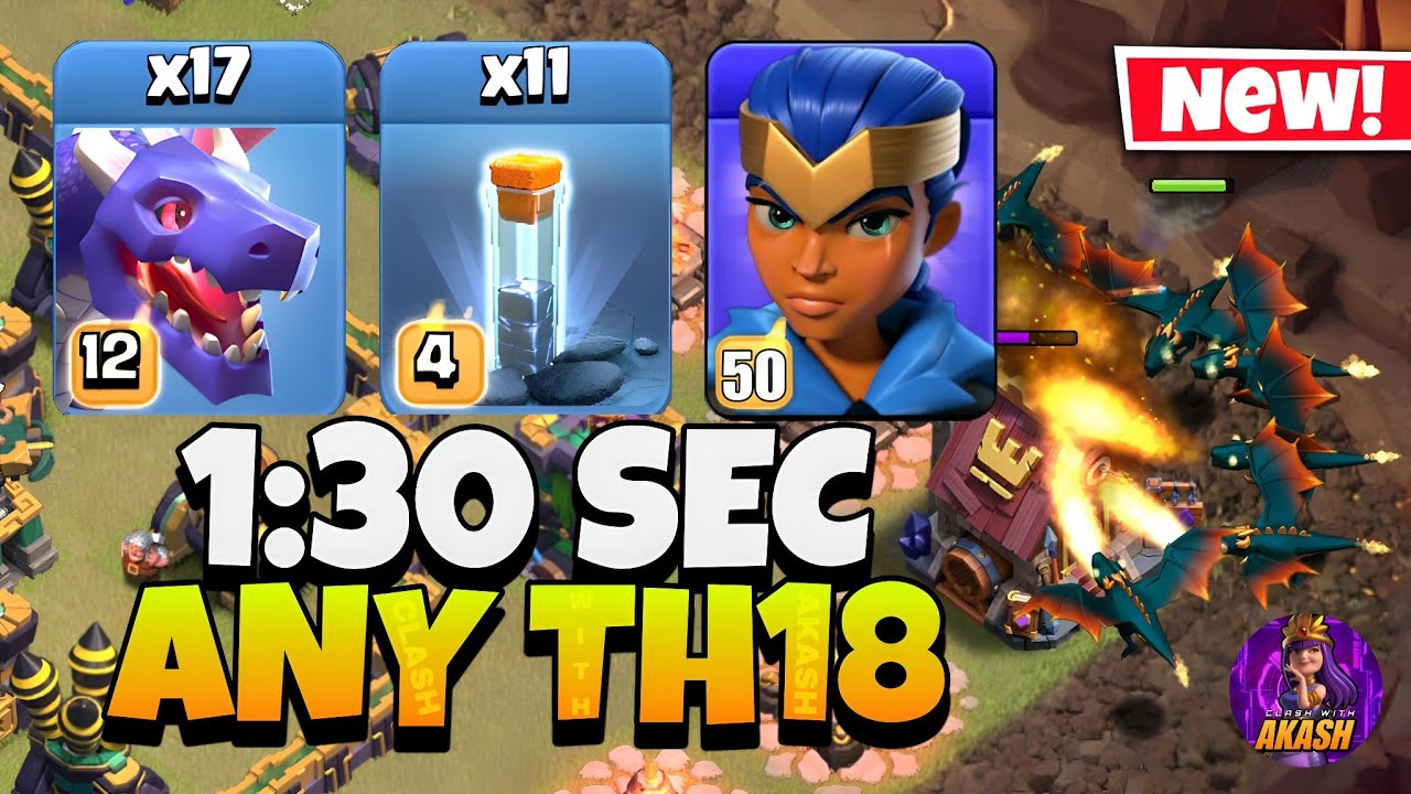 TH18 Attack Strategy for Rank Push 🏆 17 Dragons + 11 Totem Spell | RC Charge (Clash of Clans)