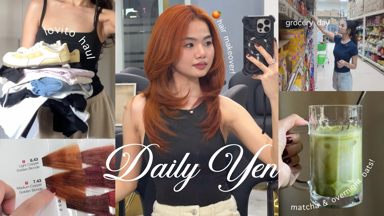 Daily Yen: HAIR MAKEOVER 🍊 making matcha & overnight oats + Try-On Haul ft. Lovito