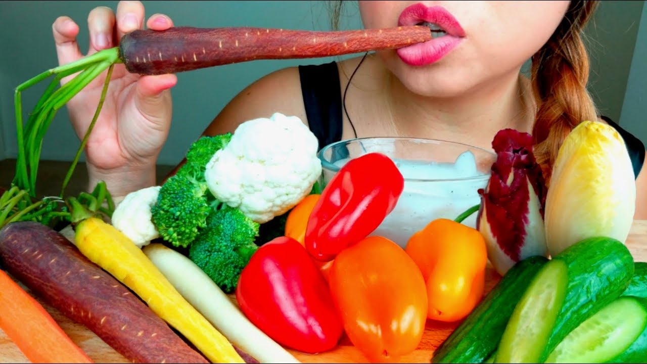 ASMR VEGETABLES + Ranch 🥕🥒🌶🥗🍅먹방 *No Talking* suellASMR