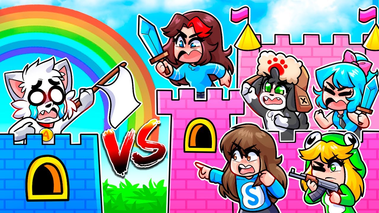 ¡CASTILLO SEGURO de 1 CHICO VS 5 CHICAS! 🏰👦👩MINECRAFT BATALLA DE CONSTRUCCION - Alexy