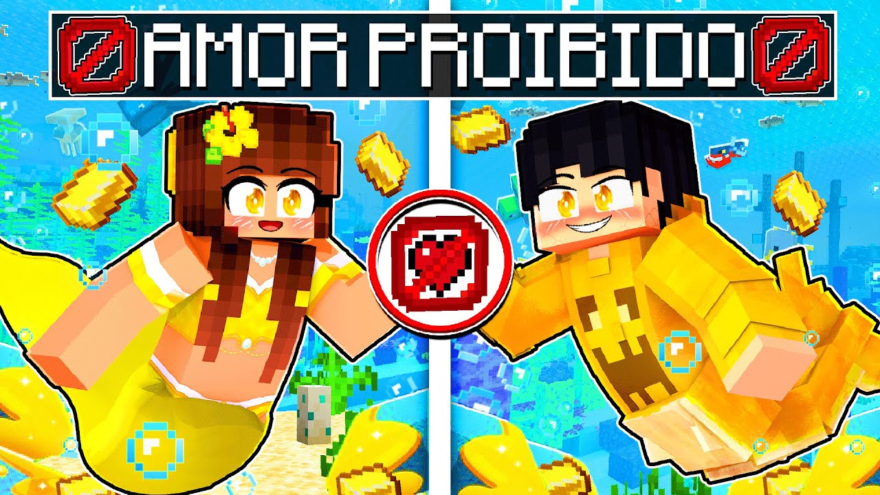 AMOR PROIBIDO da SEREIA de OURO e do TUBARÃO de OURO no Minecraft ◂Miika▸