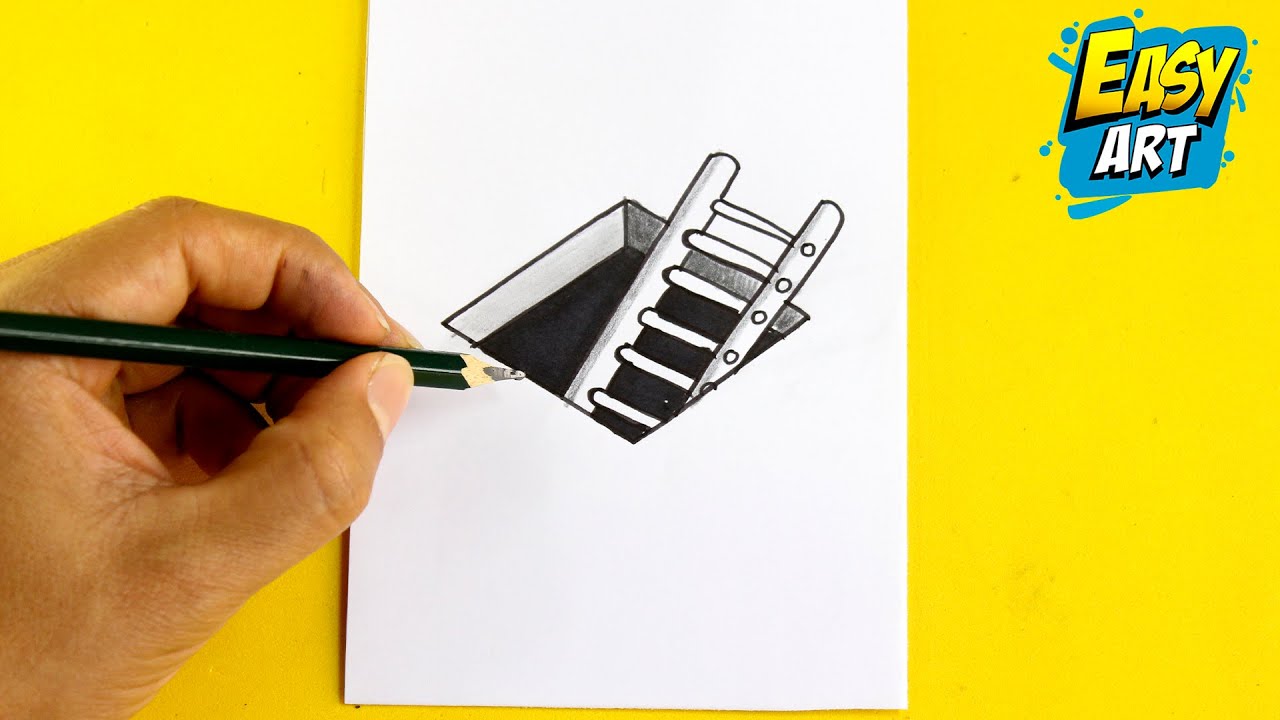 ✅ Dibujos 3D - Como Dibujar una ESCALERA en un AGUJERO 3D - How to Draw a 3D LADDER
