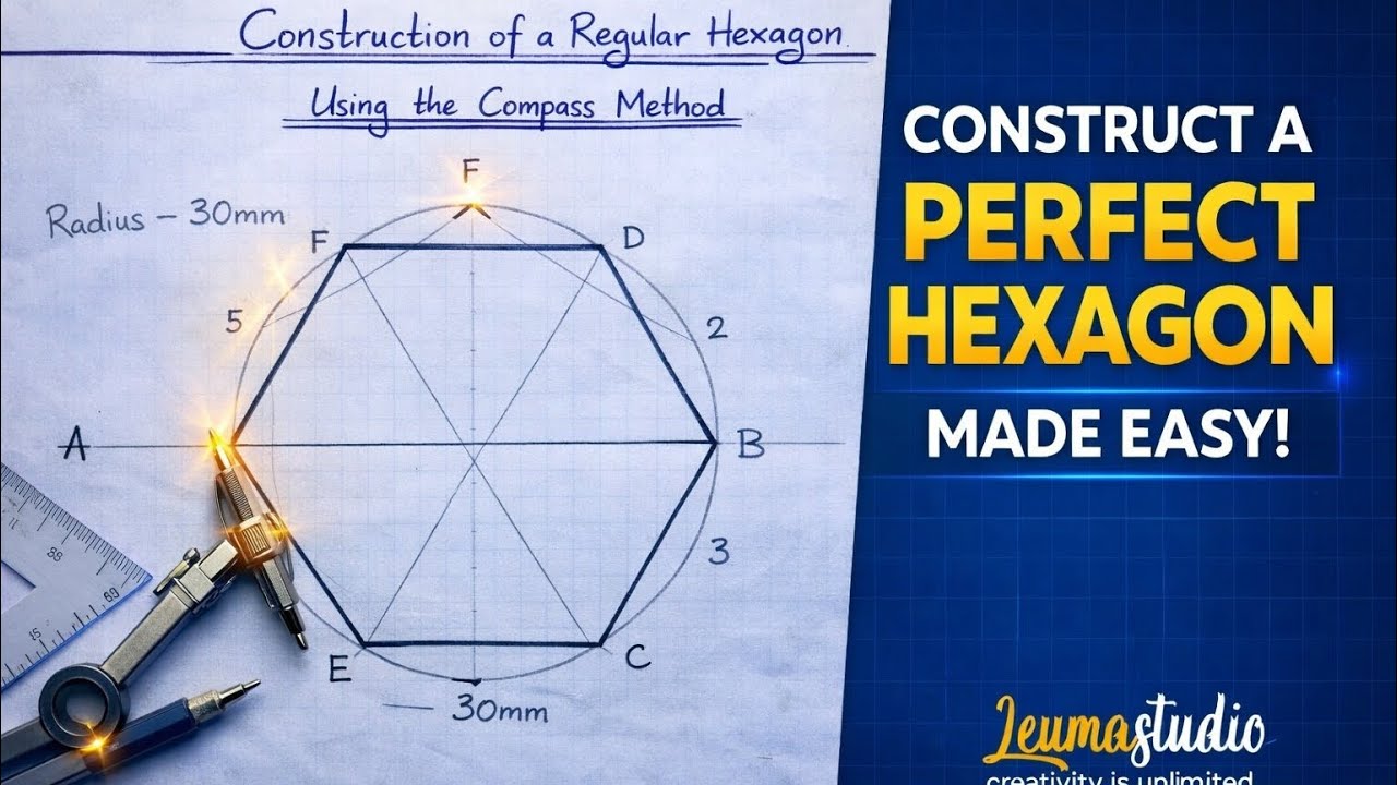 Hexagon using Compass Method