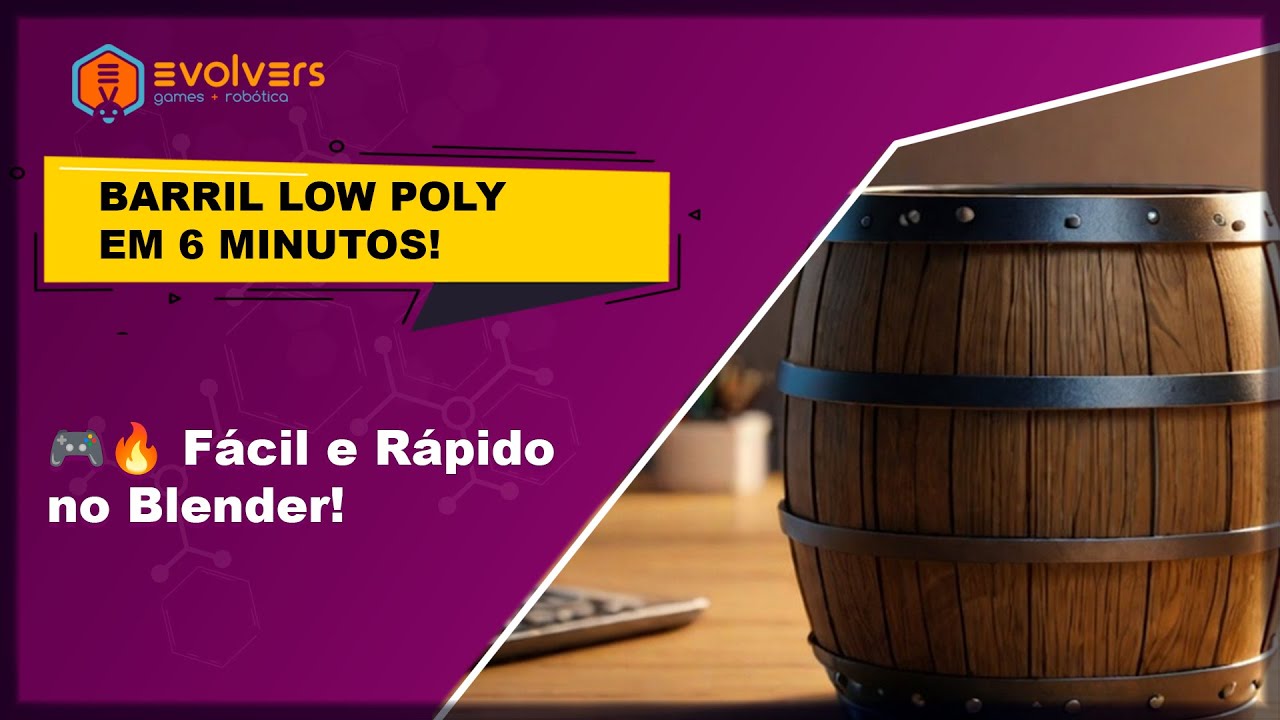 Asset: Barril Low Poly no Blender – Modelagem Rápida em 6 Minutos!