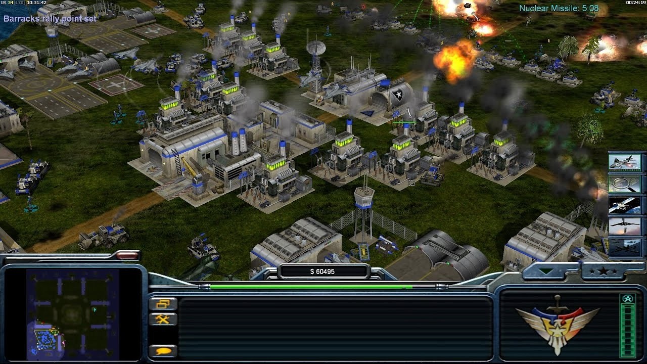 USA Laser $10,000   Command & Conquer Generals Zero Hour   1 vs 7 HARD Random Gameplay