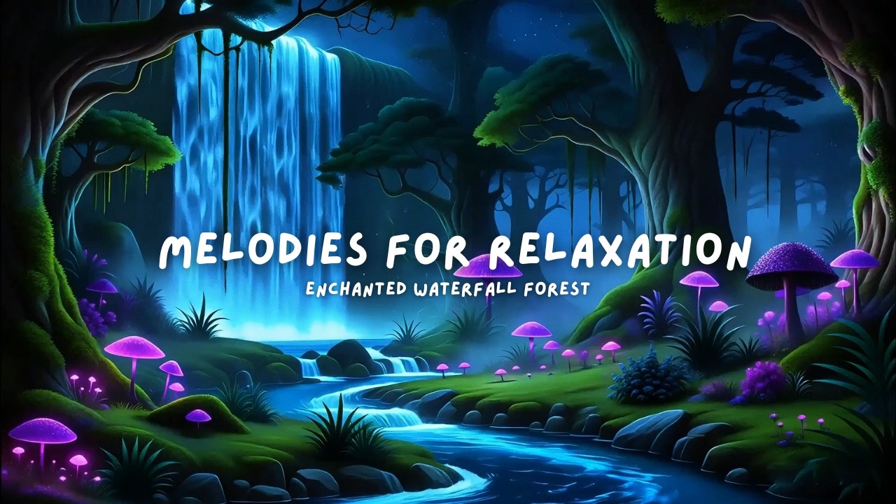 🌌 Enchanted Waterfall Forest ✨ Cozy Relaxing Sounds for Sleep & Study