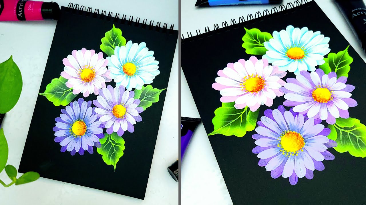 HOW to paint BEAUTIFUL FLOWERS // Acrylic Flowers painting step By step #11