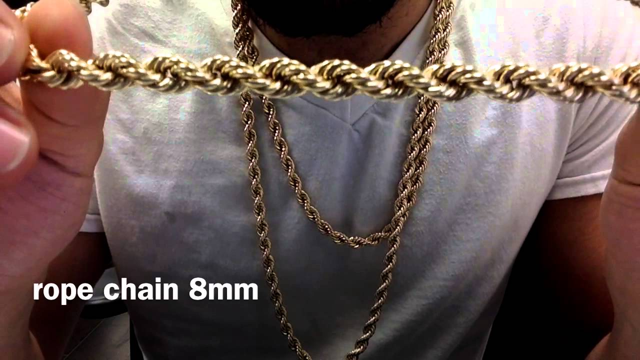 10K Solid Gold 8mm rope chain | Torsade en or 10K 8mm Chaine Pour Homme
