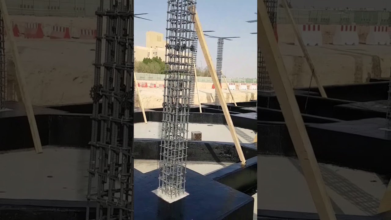 شرح طريقة تركيب حديد تسليح الأعمدة الطويلة.