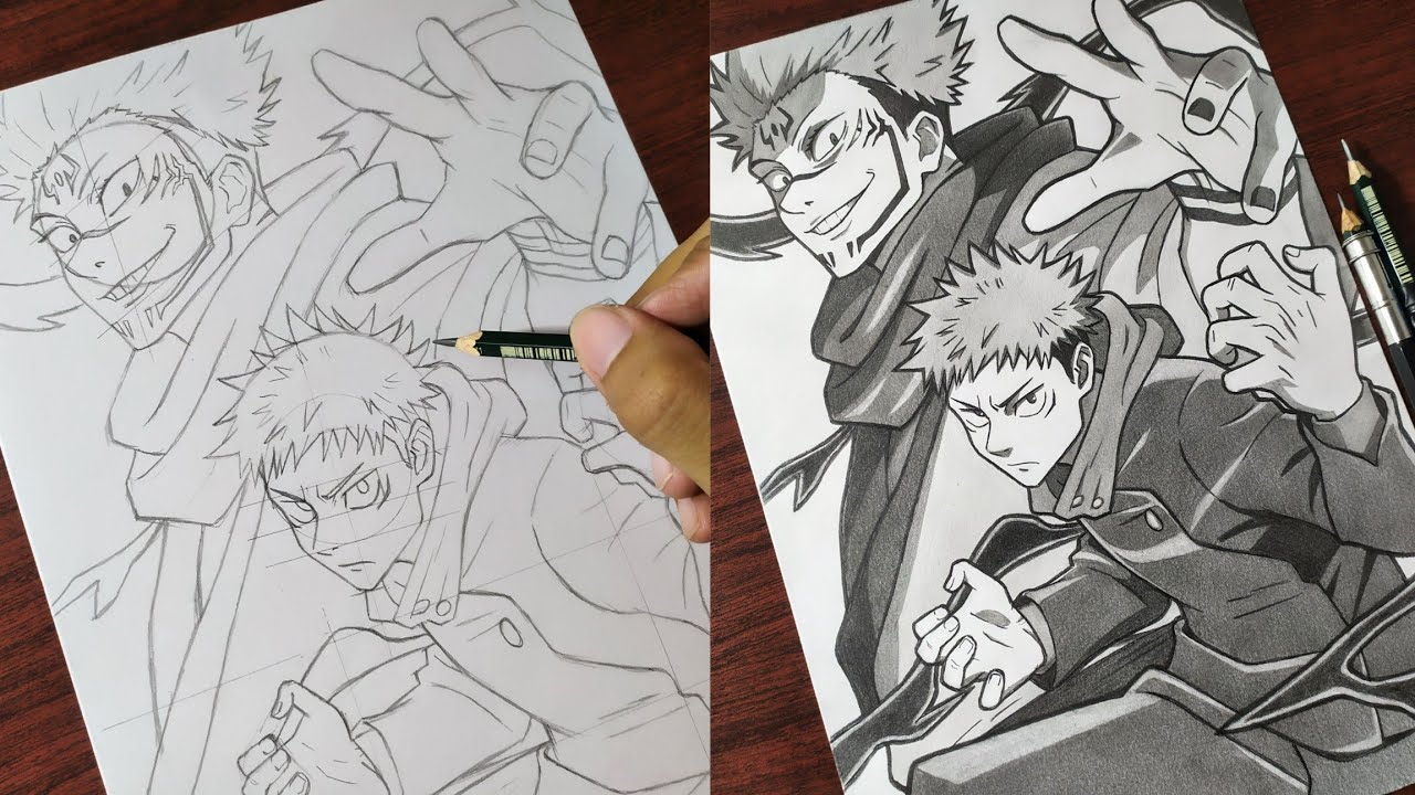 How to Draw "Itadori Yuji & Sukuna" Step by Step (Tutorial) - [Jujutsu Kaisen] | Anime Drawing