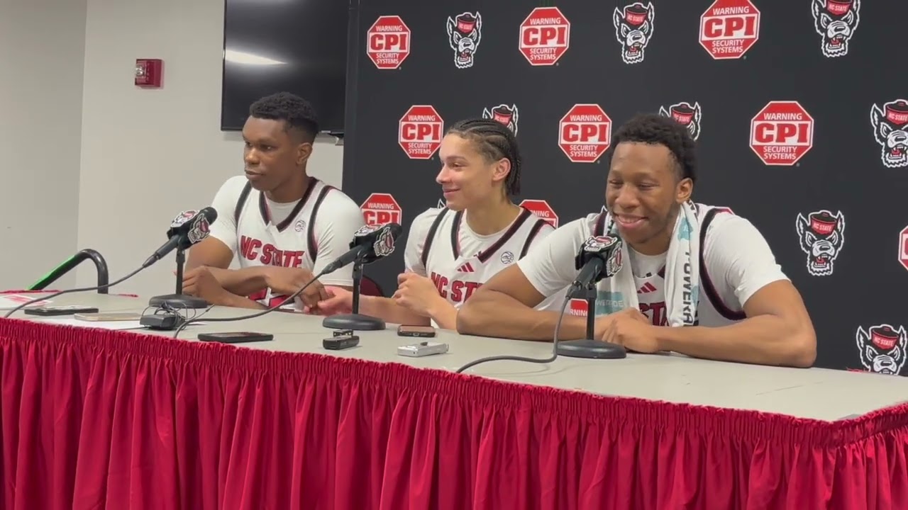 Пресс-конференция игроков NC State Вен-Аллена Любина, Мэтта Эйбла и Куадира Коупленда после побед...
