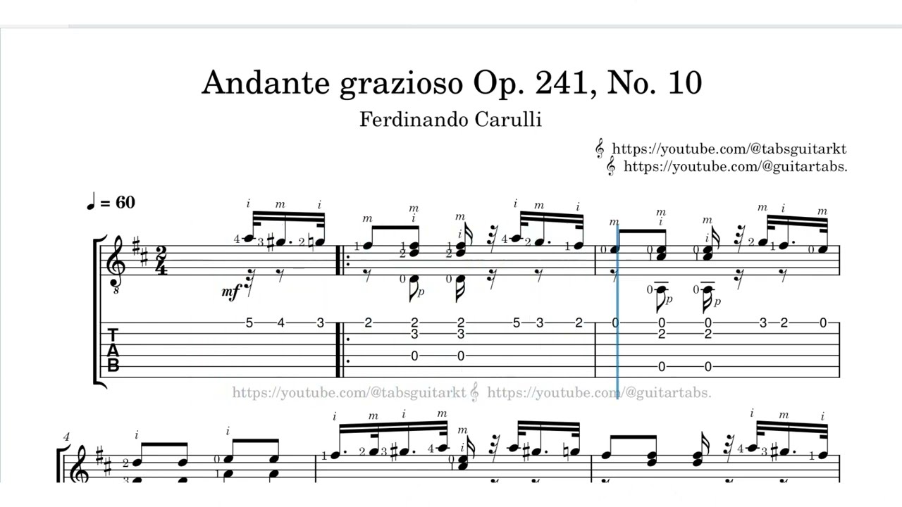 Carulli | Andante grazioso Op. 241 No. 10 | TAB | ♩ = 60 |
