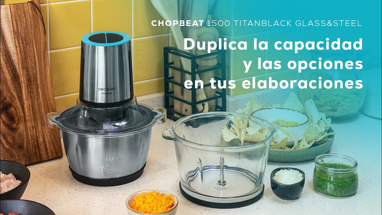 Picadora eléctrica ChopBeat 1500 TitanBlack Glass&Steel