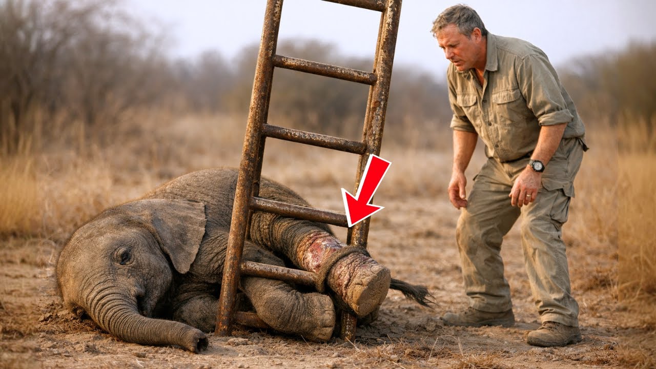 A Man Discovers a Dying Baby Elephant Trapped in a Ladder. Then the Story Becomes Unbelievable....