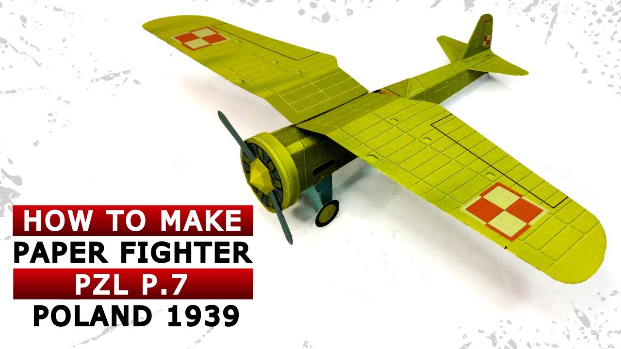 How to make paper aircraft PZL P.7 WWII Polish army fighter 1939 ? Papercraft airplane tutorial