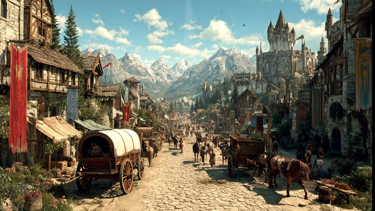 'JOURNEY ALONG THE TRADE WAY' | Upbeat Medieval Travel Music & Ambience | D&D & RPG Adventures