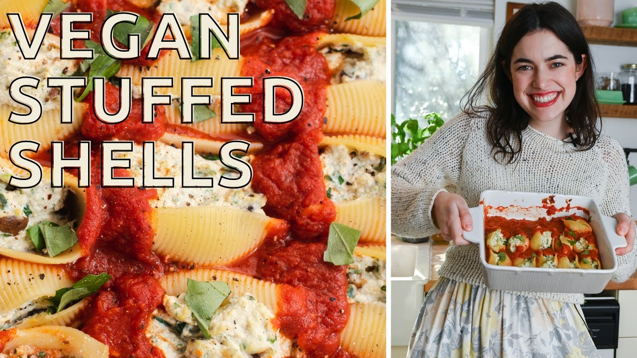 Stuffed shells made vegan with tofu ricotta