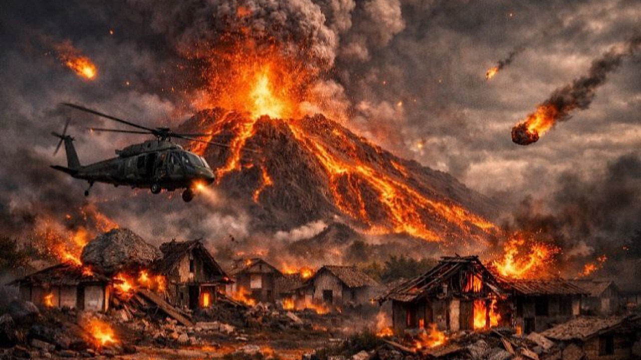 Франция в огне! Лавовые потоки вулкана Питон-де-ла-Фурнез достигли дорог.