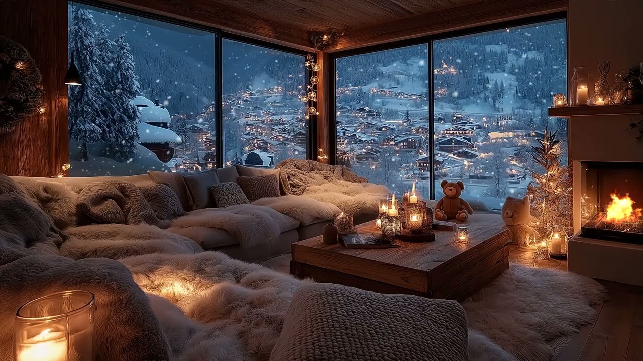 🔥🎹 Relaxing Winter Piano Music | Snowfall & Fireplace Sounds for Calm Night, Sleep & Relaxation