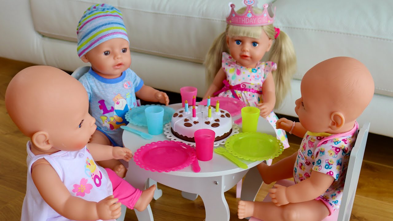 Play with Baby Born Dolls | Birthday Party, Feeding, Changing, Walking & Bedtime Routine