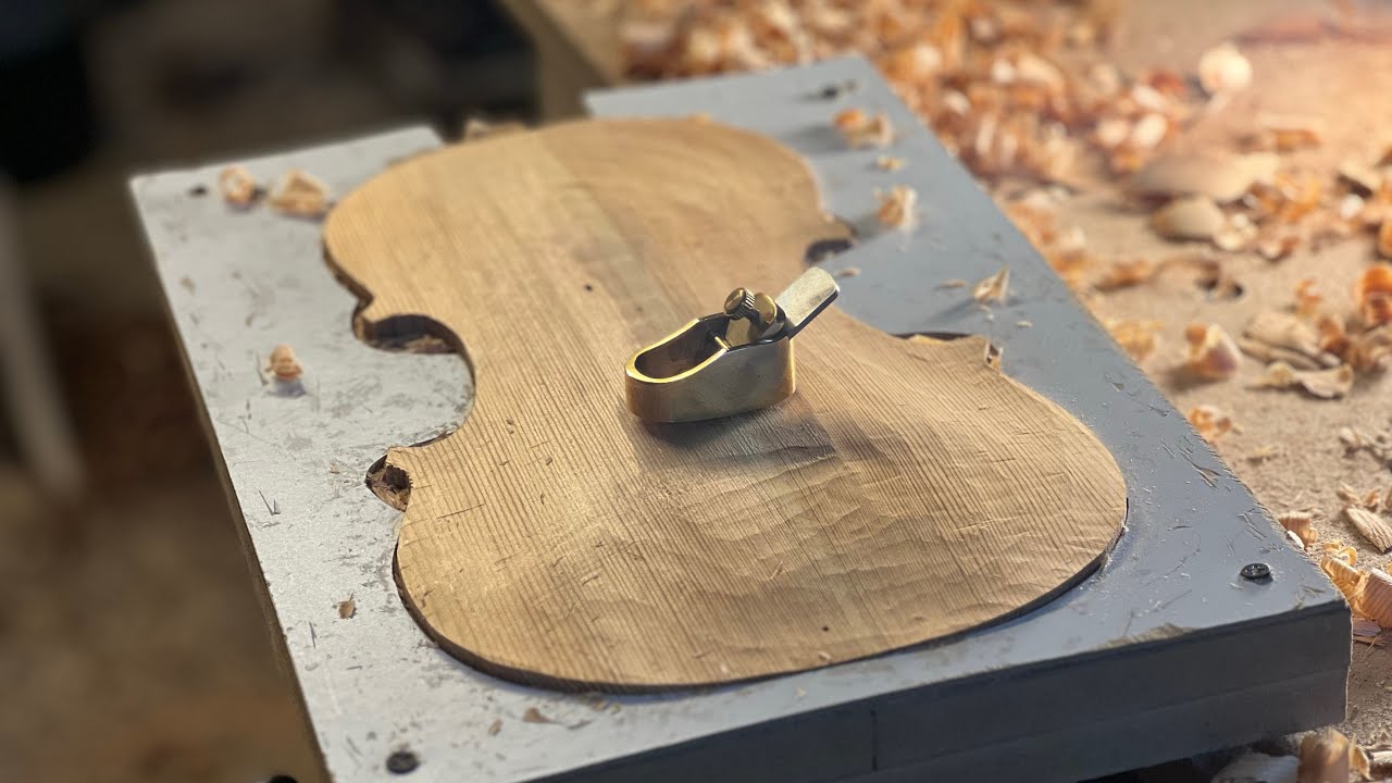 #100 - Rough shaping the plates (#43 & #44) and internal versus external moulds for violin.