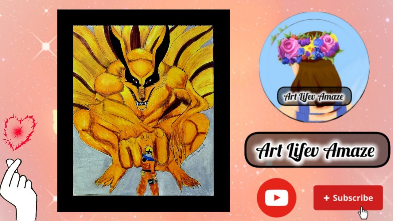 How to draw a coloured drawing of Kurama with Naruto✨✍️ //step by step// for beginners☺️✨