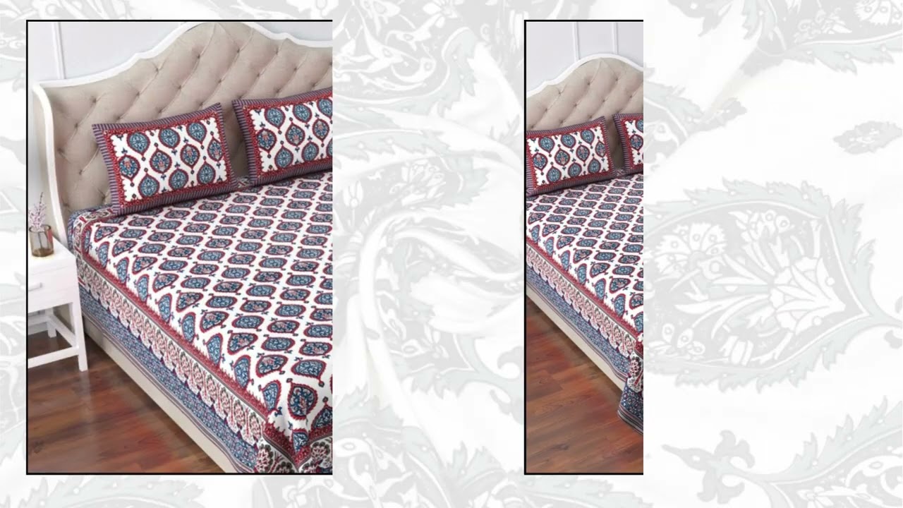 Hanshi Pure Cotton King Size Bedsheets with 2 ZIP pillow covers