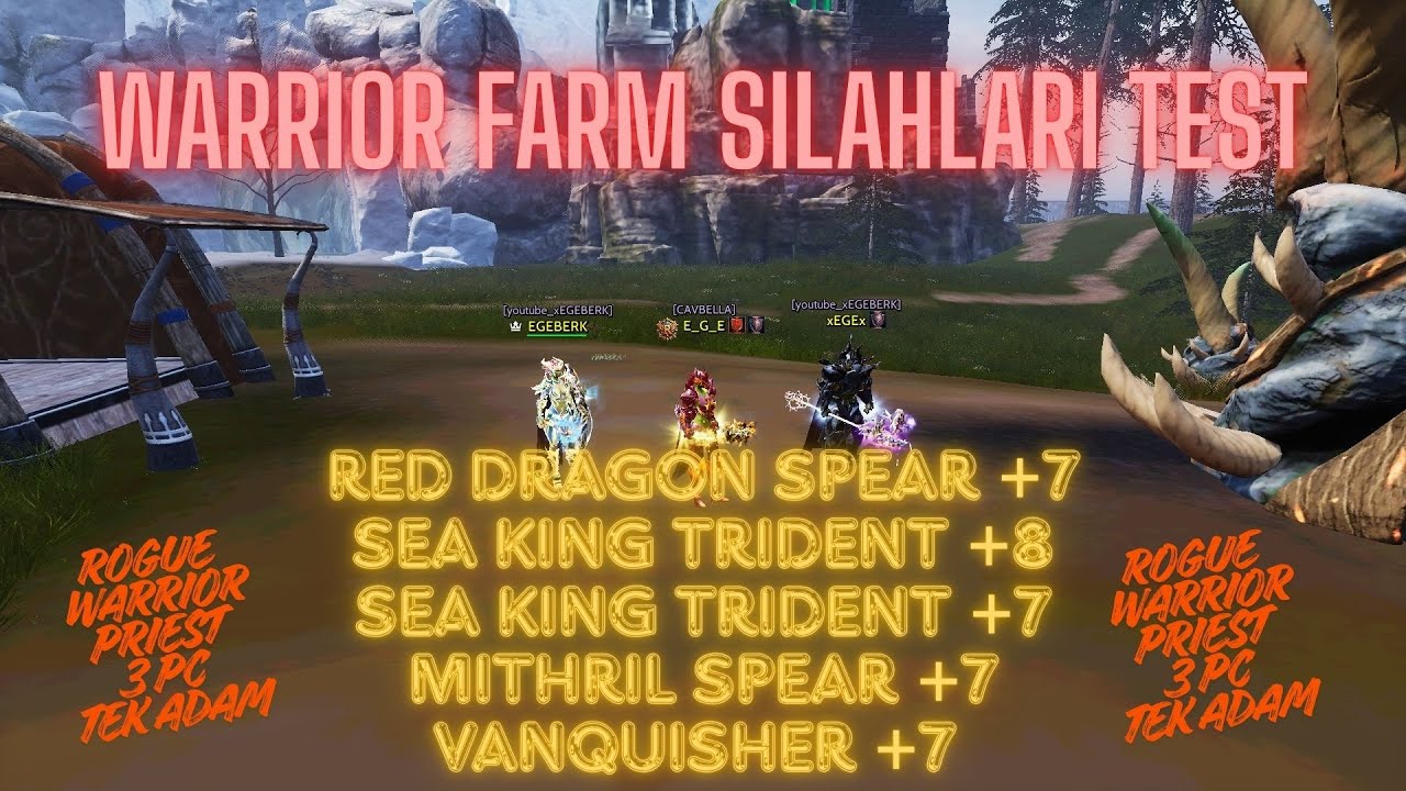 RİSE ONLİNE ! WARRİOR FARM SİLAHLARI TEST ! MİTHRİL SPEAR SEAKİNG RED DRAGON VANQUSHER ! #riseonline