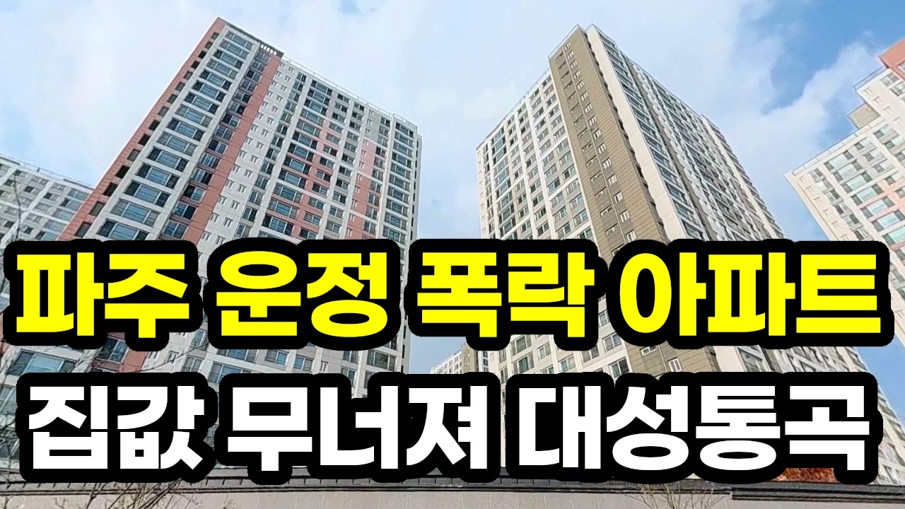 파주 운정 폭락 아파트! 집값 무너져 대성통곡! 파주시 부동산 매매 전망 신도시 목동동 동패동 야당동