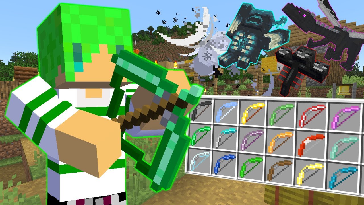 【マインクラフト】チート級の能力を使える『最強の弓』を追加してサバイバルしたら余裕でボスモブ倒せんじゃね？