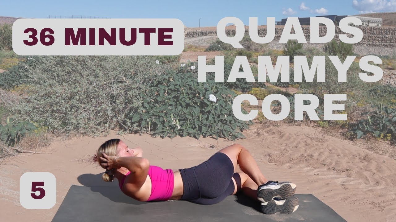36 Min Quads, Hamstrings & Core Strength Cardio Workout- No Equipment (5/6)