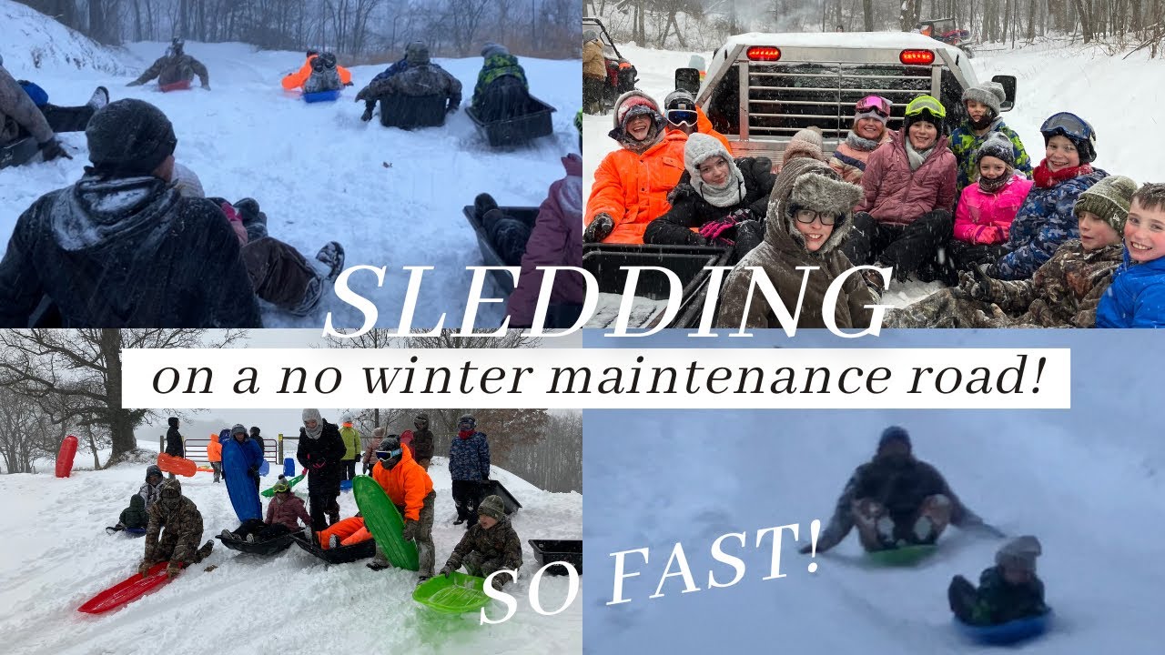SLEDDING ON A HUGE HILL! So fast!!!#fun #sledding 