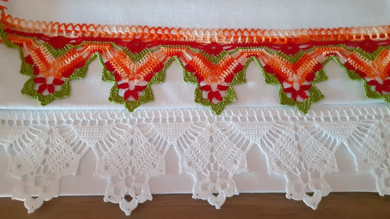 Barrado em crochê para pano de prato #crochefile