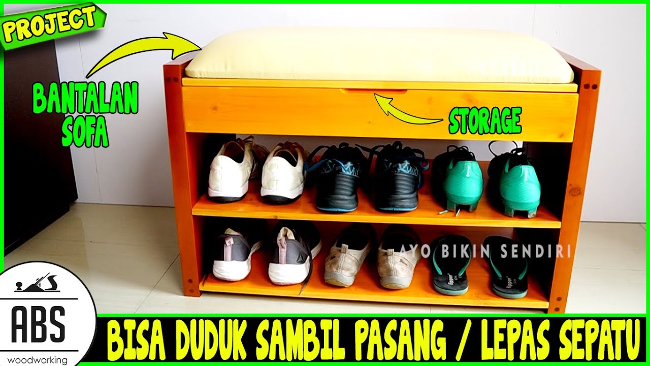 RAK SEPATU PORTABLE PLUS TEMPAT DUDUK SOFA DAN PENYIMPANAN DIBAWAHNYA - Finishing Polibest Woodstain